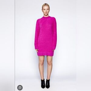 SUGAR LIPS WOMEN'S PINK RIBBED MINI SWEATER DRESS SIZE SMALL